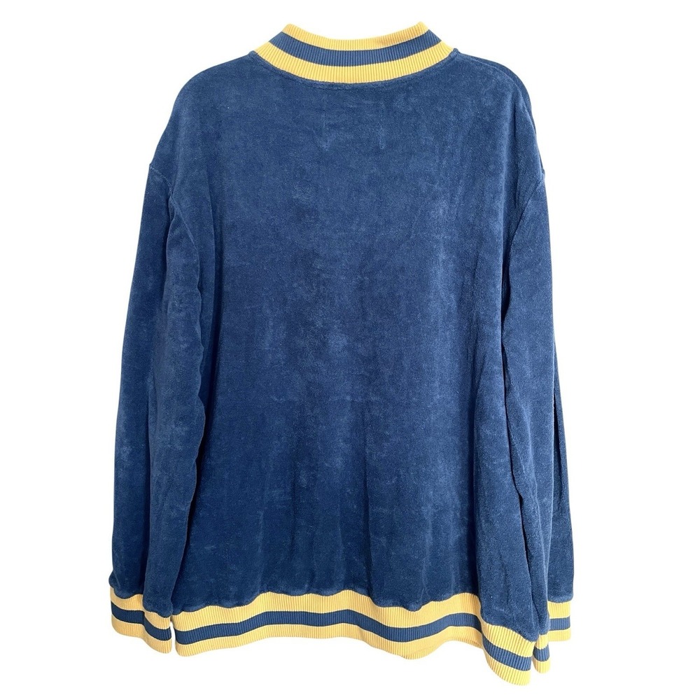 TOMBOLO Big Cat On Campus Cabana Long Sleeve Terry Cloth Varsity Shirt sz L - Picture 3 of 11